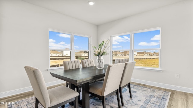 dining area with hardwood / wood-style floors