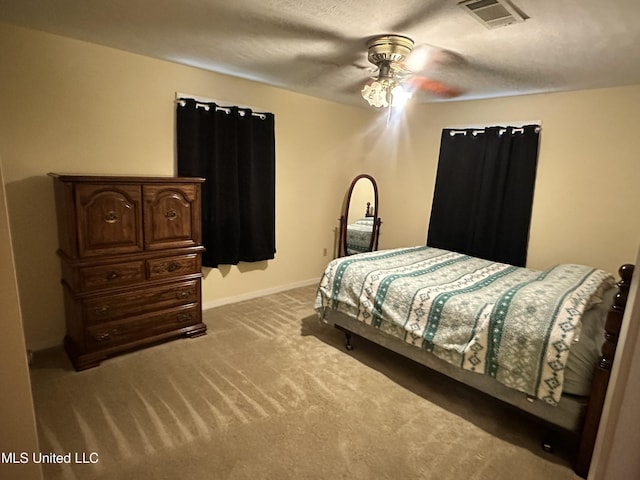 bedroom with carpet floors and ceiling fan