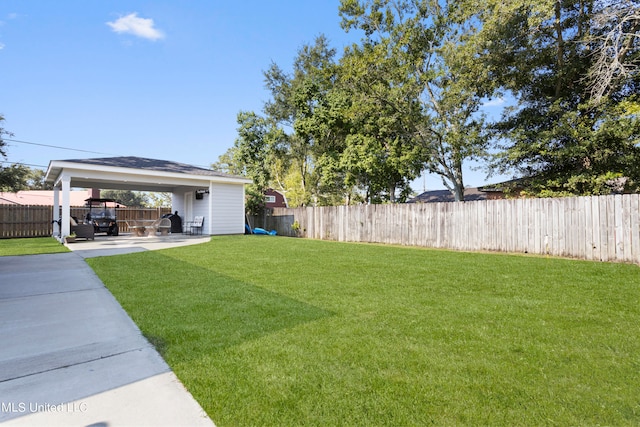 view of yard with a patio area