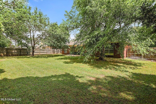 view of yard featuring a fenced backyard