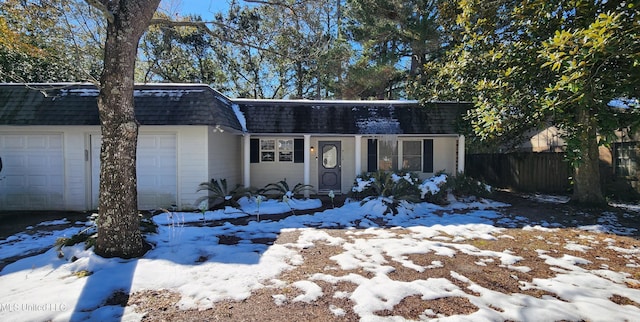 view of front facade with a garage