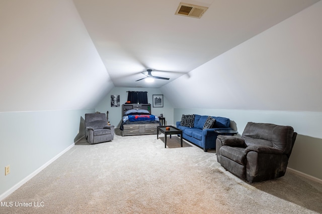 1668 Farindale Cv, Nesbit, MS 38651 - living room with carpet, vaulted ceiling, and a ceiling fan