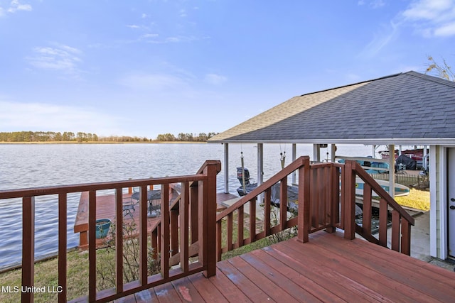 view of dock featuring a water view