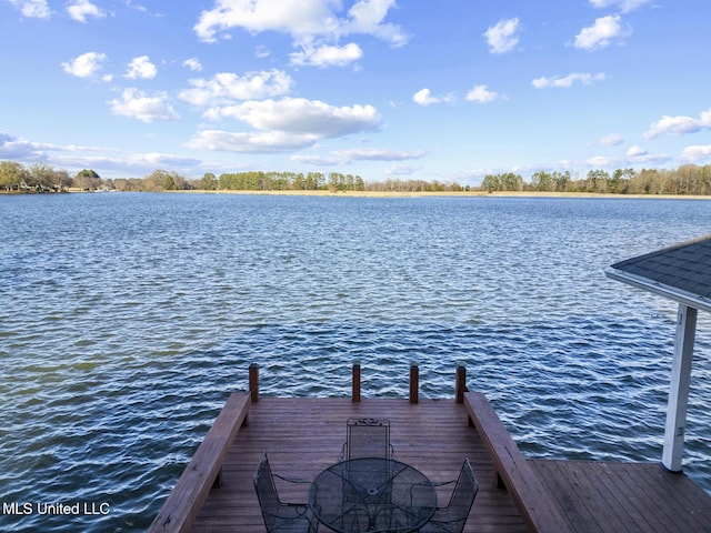 dock area featuring a water view