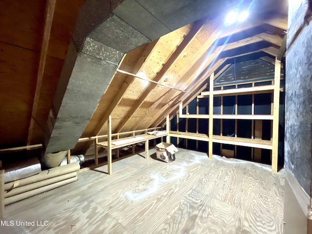 view of unfinished attic