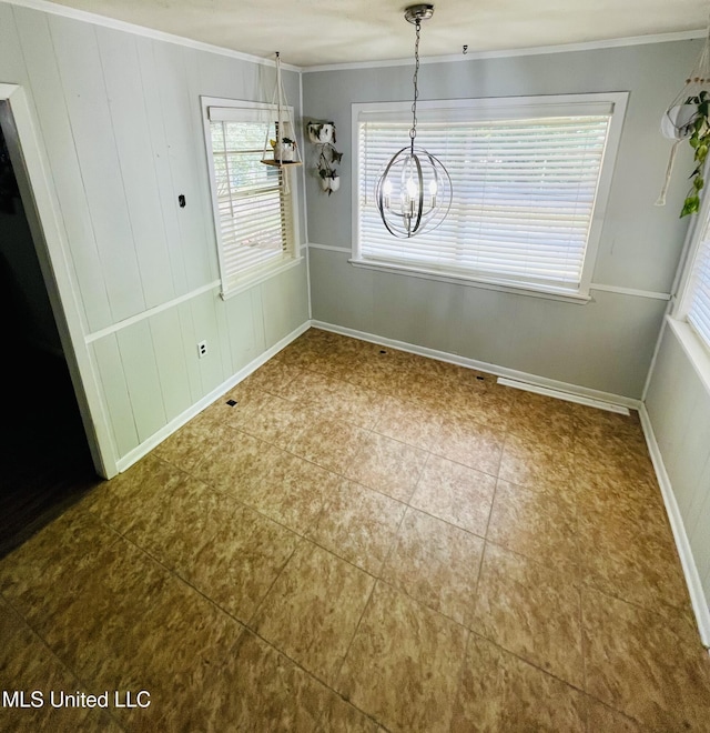 111 Brookfield Dr, Natchez, MS 39120 - unfurnished dining area featuring ornamental molding and a chandelier