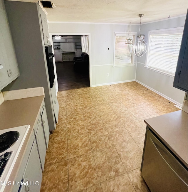 111 Brookfield Dr, Natchez, MS 39120 - unfurnished dining area featuring ornamental molding, a chandelier, and baseboards