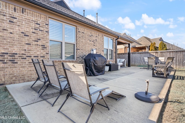 view of patio with area for grilling