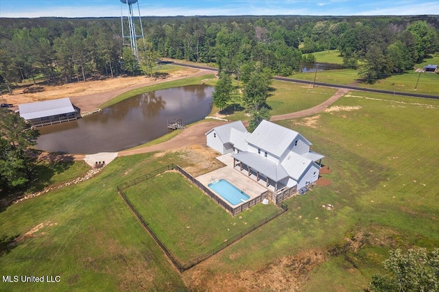 1254 Wade Patrick Rd, Brandon, MS 39042 - aerial view of a heavily wooded area, a nearby body of water, and a pool
