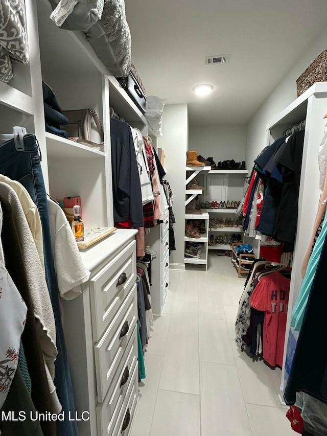 view of walk in closet