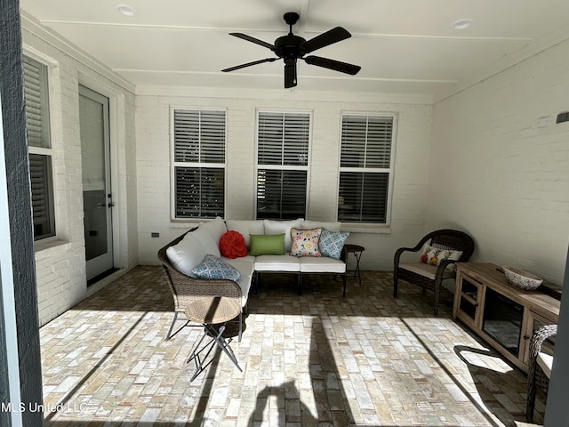 view of patio / terrace with outdoor lounge area and ceiling fan