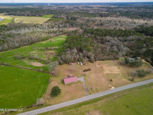 drone / aerial view with a rural view