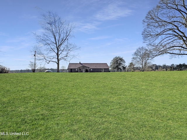 view of yard with a rural view