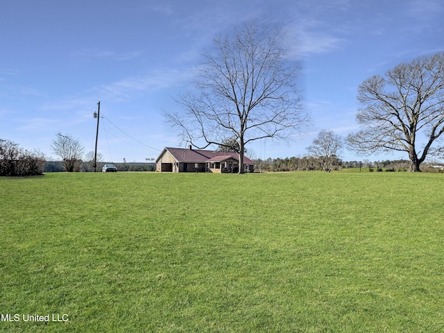 view of yard with a rural view