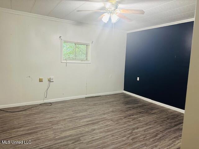 1561 Section Line Rd, Picayune, MS 39466 - spare room featuring ceiling fan, wood finished floors, crown molding, and baseboards