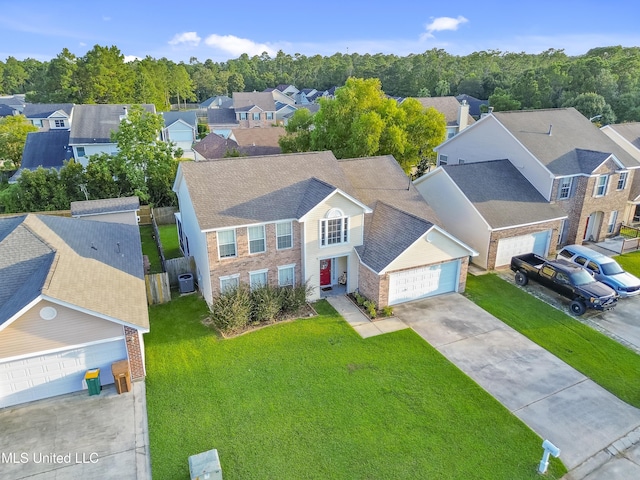 drone / aerial view with a residential view