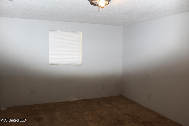 carpeted spare room with a textured ceiling