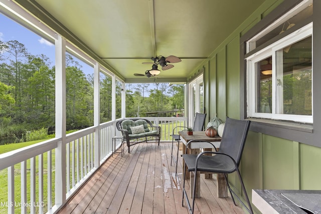 4620 Holly Heath Dr, Gautier, MS 39553 - wooden terrace with ceiling fan