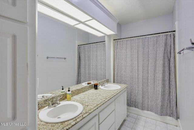 138 Oak Ridge Cir, Madison, MS 39110 - full bathroom featuring tile patterned flooring, double vanity, and curtained shower