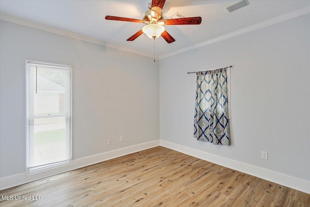 138 Oak Ridge Cir, Madison, MS 39110 - empty room featuring wood finished floors, a ceiling fan, ornamental molding, and baseboards
