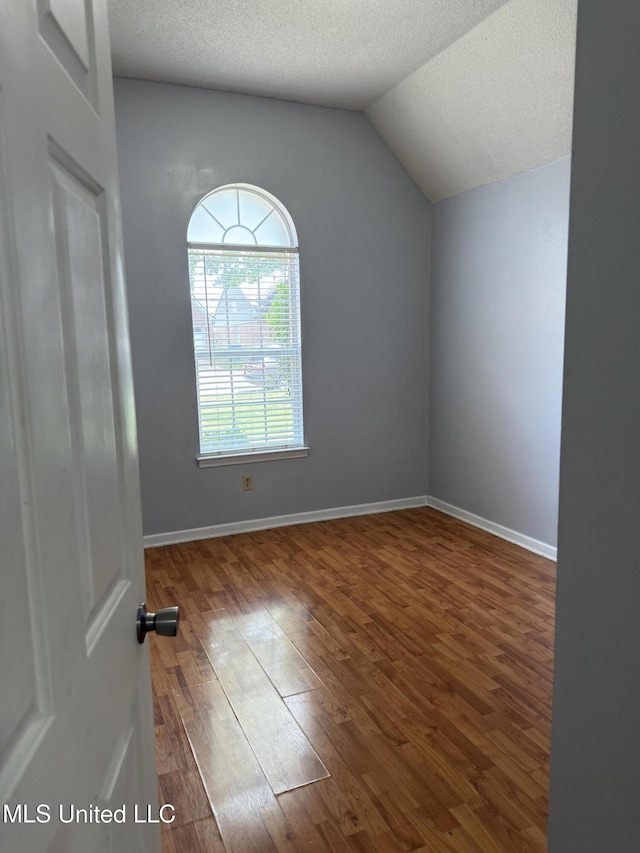 8373 Clubview Dr, Olive Branch, MS 38654 - spare room with wood finished floors, a textured ceiling, and vaulted ceiling