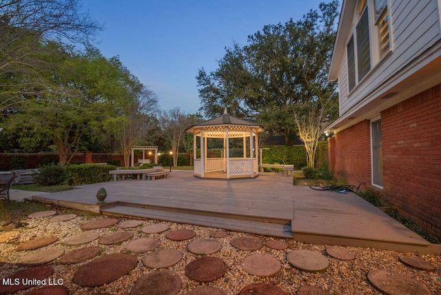 deck featuring a gazebo