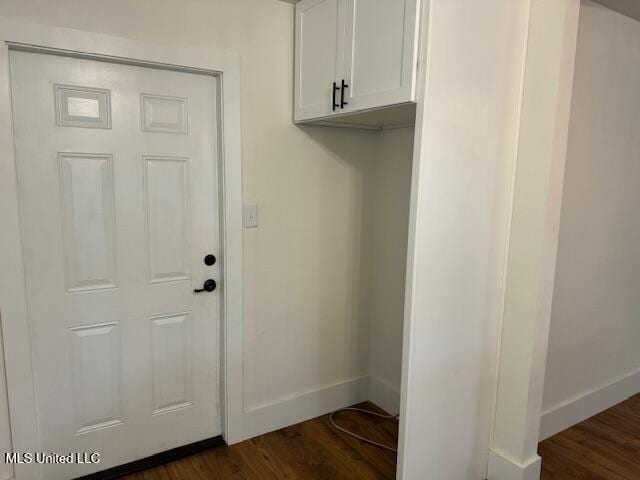 mudroom with dark hardwood / wood-style floors