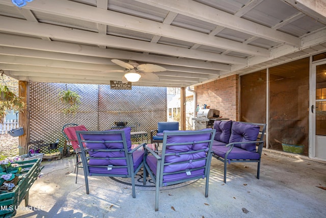 view of patio / terrace featuring ceiling fan