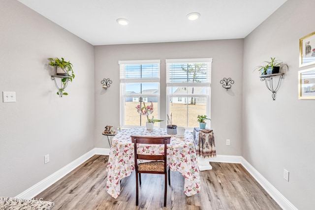 dining space featuring hardwood / wood-style flooring