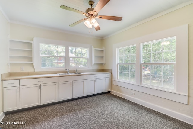 kitchen with white cabinetry, a healthy amount of sunlight, and sink