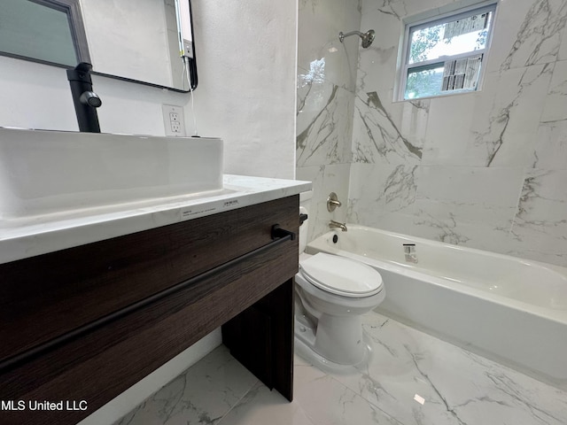 716 New Orleans St, Hattiesburg, MS 39401 - full bathroom with vanity, bathtub / shower combination, and marble look tile flooring
