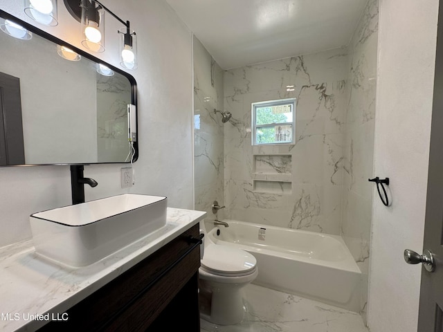716 New Orleans St, Hattiesburg, MS 39401 - bathroom with vanity,  shower combination, and marble finish flooring