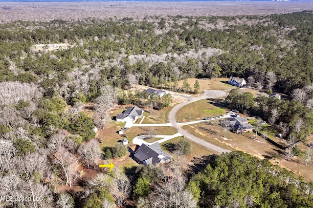 bird's eye view with a view of trees