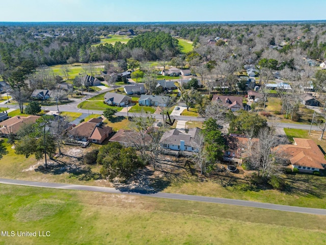 drone / aerial view with a residential view