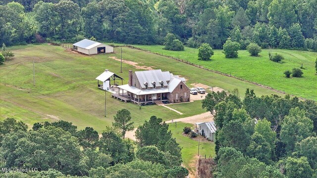 849 Athens Rd, Mendenhall, MS 39114 - aerial view of sparsely populated area with a pastoral area and a heavily wooded area