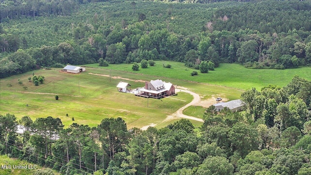 849 Athens Rd, Mendenhall, MS 39114 - aerial overview of property's location with a heavily wooded area and rural landscape