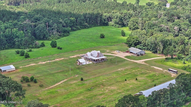 849 Athens Rd, Mendenhall, MS 39114 - aerial overview of property's location with rural landscape and a heavily wooded area