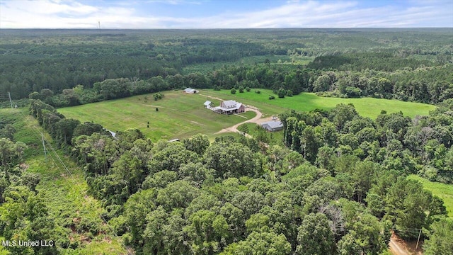 849 Athens Rd, Mendenhall, MS 39114 - aerial view of property and surrounding area featuring a forest and rural landscape