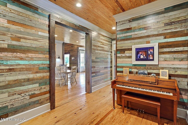 849 Athens Rd, Mendenhall, MS 39114 - hallway featuring wood walls, wood finished floors, recessed lighting, and wood ceiling