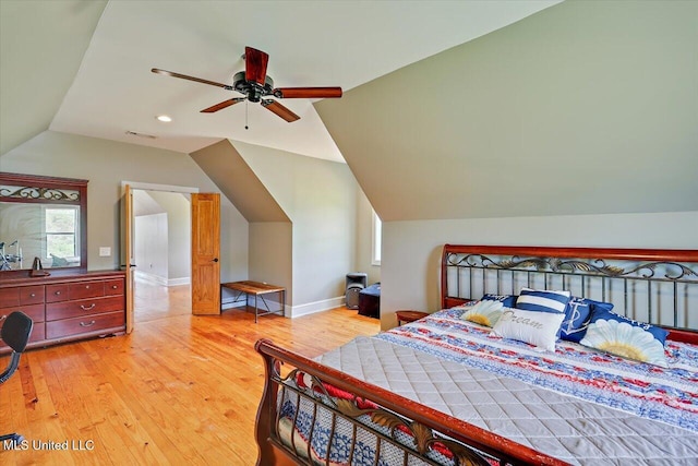 849 Athens Rd, Mendenhall, MS 39114 - bedroom with vaulted ceiling, light wood finished floors, and ceiling fan