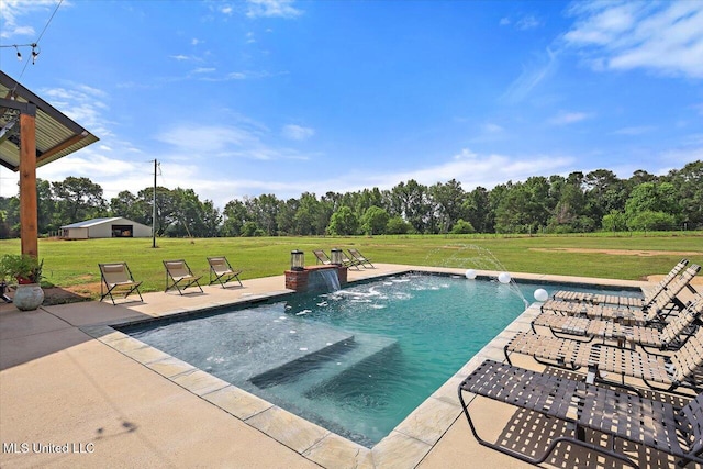 849 Athens Rd, Mendenhall, MS 39114 - swimming pool with a yard, a patio, and view of scattered trees