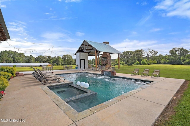 849 Athens Rd, Mendenhall, MS 39114 - view of swimming pool with a yard, a patio, a gazebo, a pool with connected hot tub, and view of scattered trees