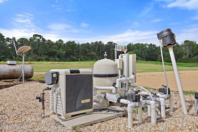 849 Athens Rd, Mendenhall, MS 39114 - exterior view of heating fuel tank and a heavily wooded area