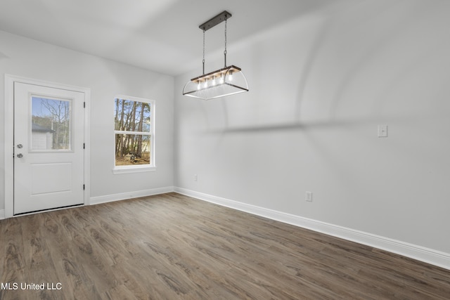 unfurnished dining area featuring hardwood / wood-style flooring