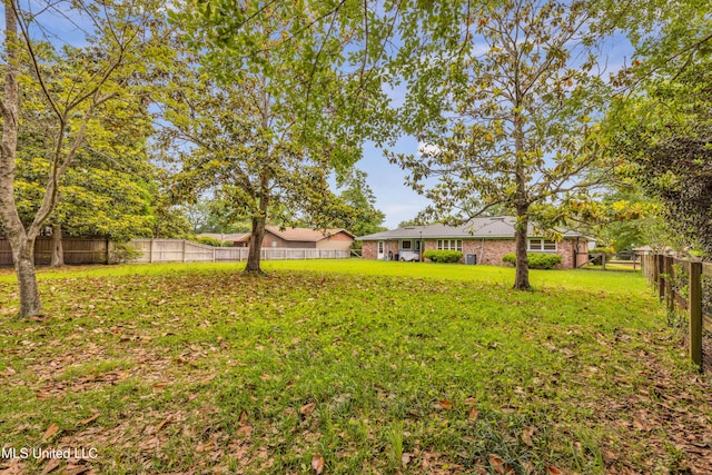 view of yard featuring a fenced backyard