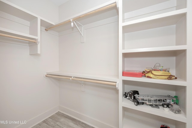 walk in closet featuring wood finished floors