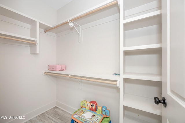 spacious closet with light wood-type flooring