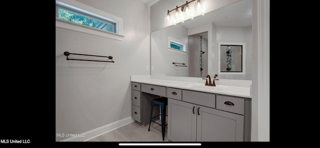 11368 Cedar Point Cv, Hernando, MS 38632 - bathroom with vanity, baseboards, and wood finished floors