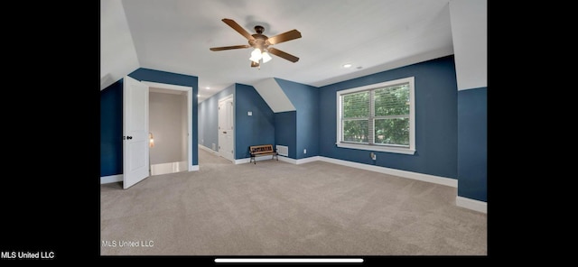 11368 Cedar Point Cv, Hernando, MS 38632 - additional living space with a ceiling fan, carpet, baseboards, and vaulted ceiling