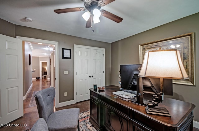 862 Willow Grande Cir, Brandon, MS 39047 - home office featuring baseboards and ceiling fan